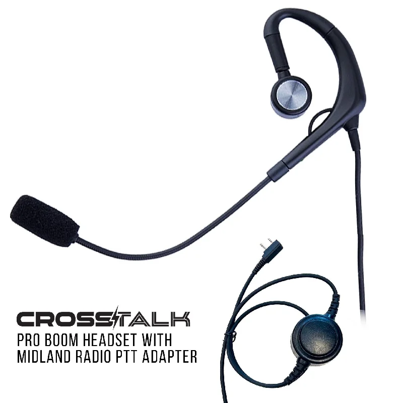 Coda Room Pro Boom Headset with Midland Radio Push-To-Talk Adapter