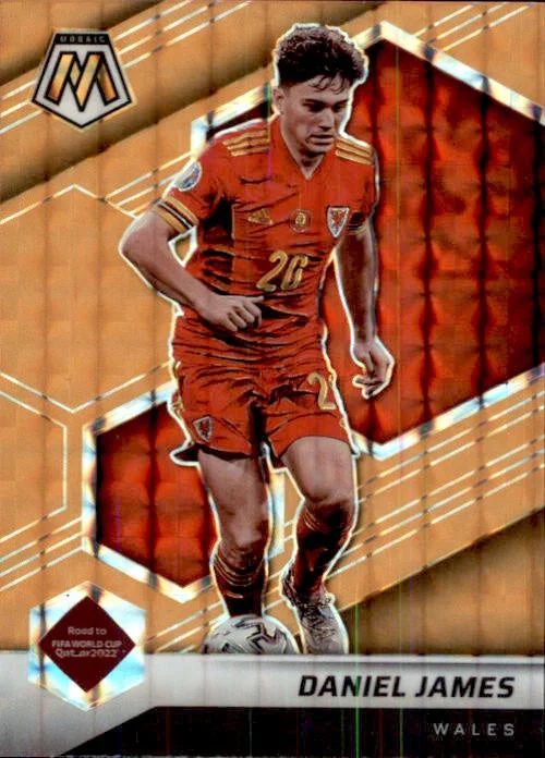 Daniel James, Orange Fluorescent Mosaic Prizm, 2021-22 Panini Mosaic FIFA Road to World Cup Soccer