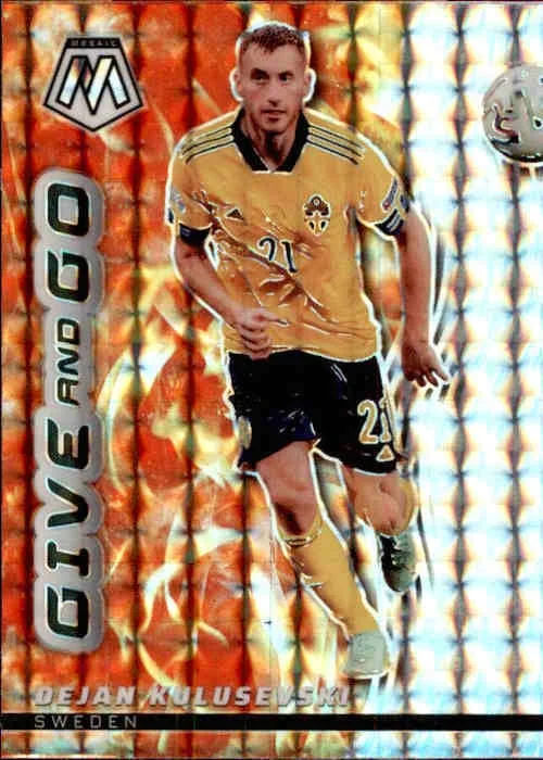 Dejan Kulusevski, Give and Go, Mosaic Prizm, 2021-22 Panini Mosaic FIFA Road to World Cup Soccer