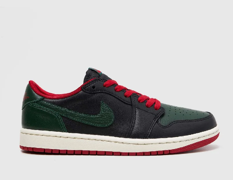 Jordan Women�s 1 Low OG Black / Gorge Green - Varsity Red