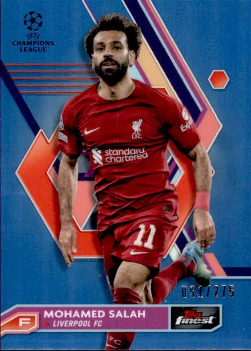 Mohamed Salah, Blue Refractor, 2023 Topps Finest UEFA Champions League Soccer