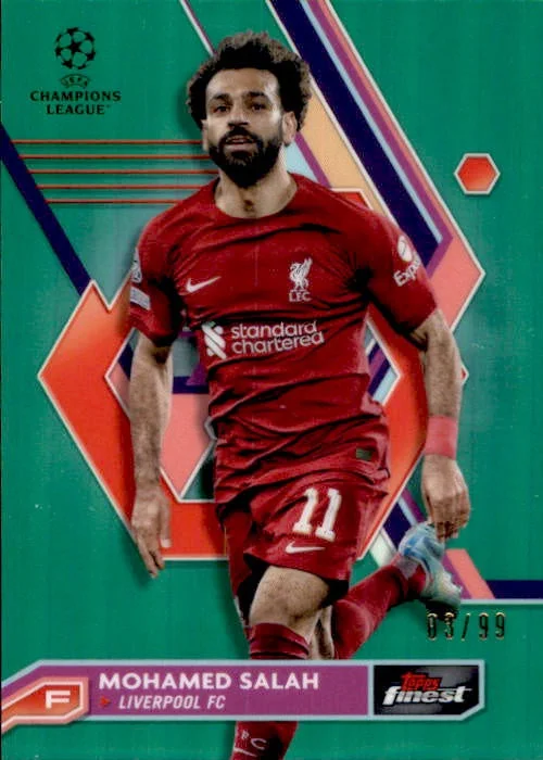 Mohamed Salah, Green Refractor, 2023 Topps Finest UEFA Champions League Soccer