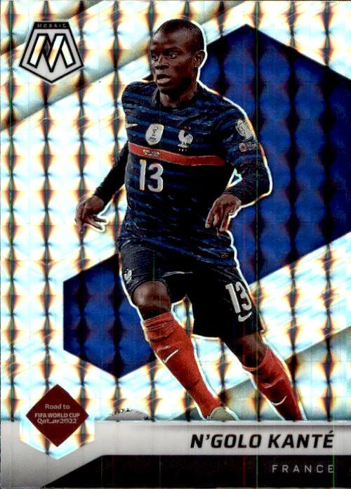 N'Golo Kante, Silver Mosaic Prizm, 2021-22 Panini Mosaic FIFA Road to World Cup Soccer