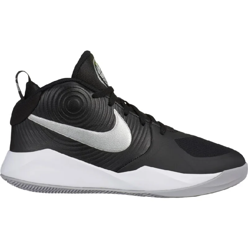 Nike Black/Metallic Silver/Wolf Grey Team Hustle D 9 Youth Sneaker