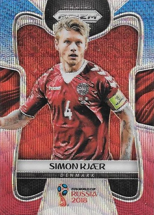 Simon Kjaer, Blue & Red Refractor, 2018 Panini Prizm World Cup Soccer