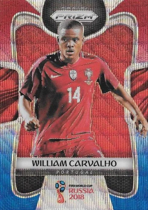 William Carvalho, Red & Blue Refractor, 2018 Panini Prizm World Cup Soccer