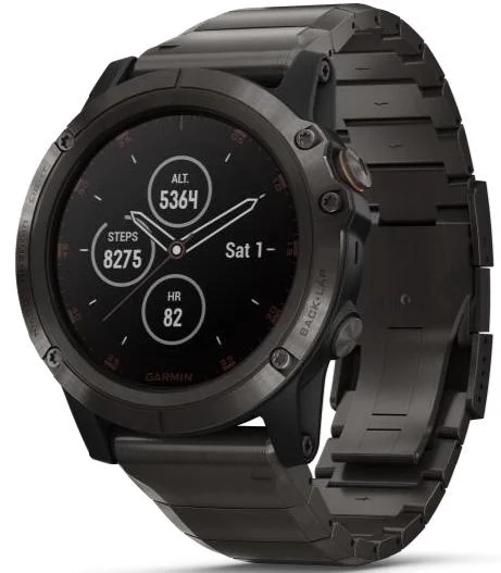 Garmin Watch Fenix 5X Plus Sapphire Carbon Grey Titanium Band D