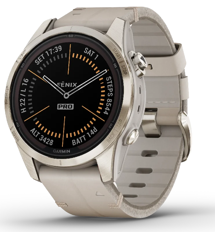 Garmin Fenix 7S Pro Sapphire Solar Soft Gold Leather D