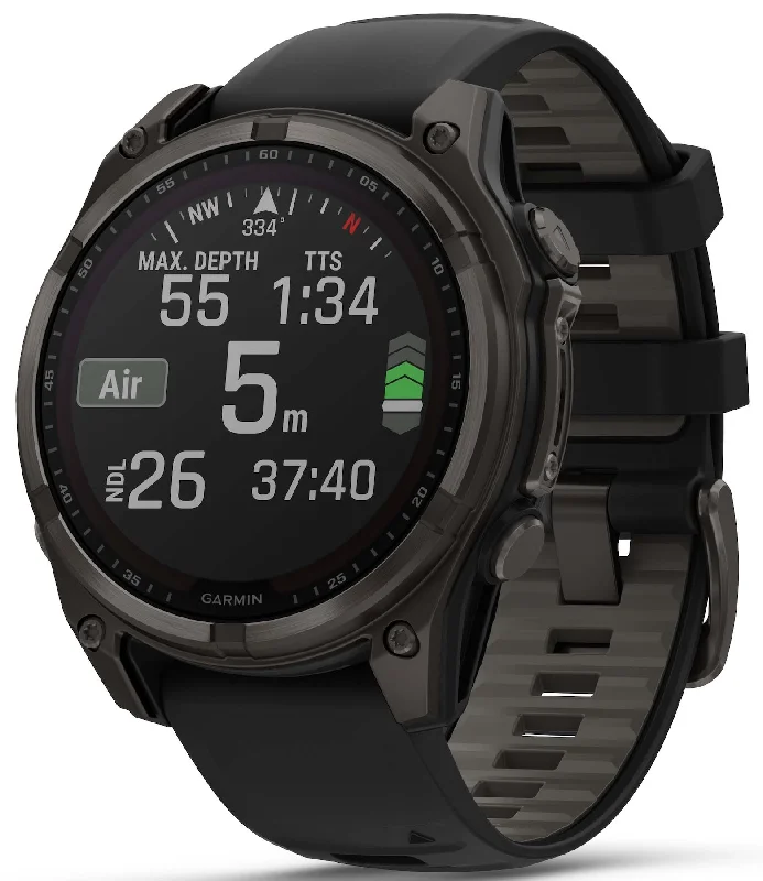 Garmin Fenix 8 47mm Sapphire Solar Carbon Grey DLC Titanium Black Pebble Grey Silicone