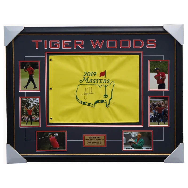 Tiger Woods 2019 Us Masters Champions  Flag Signed Collage Framed - 3769