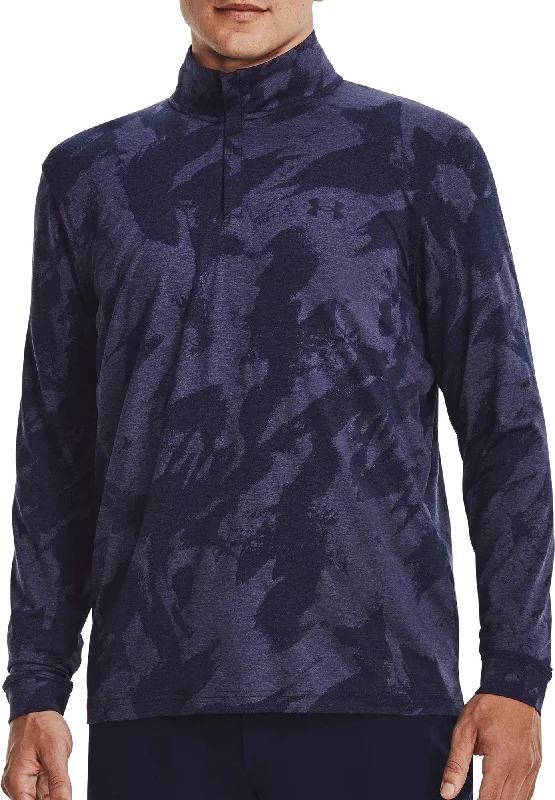 Under Armour Playoff Jacquard Half Zip Long Sleeve Mens Golf Top - Blue