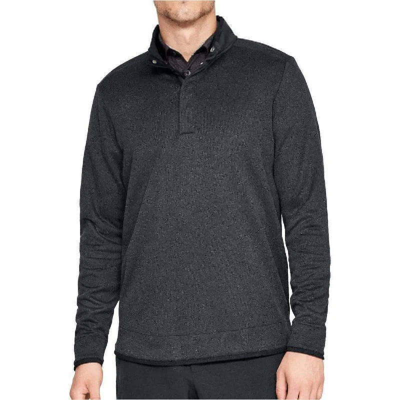 Under Armour Storm Heather Snap Mock Mens Golf Top - Black